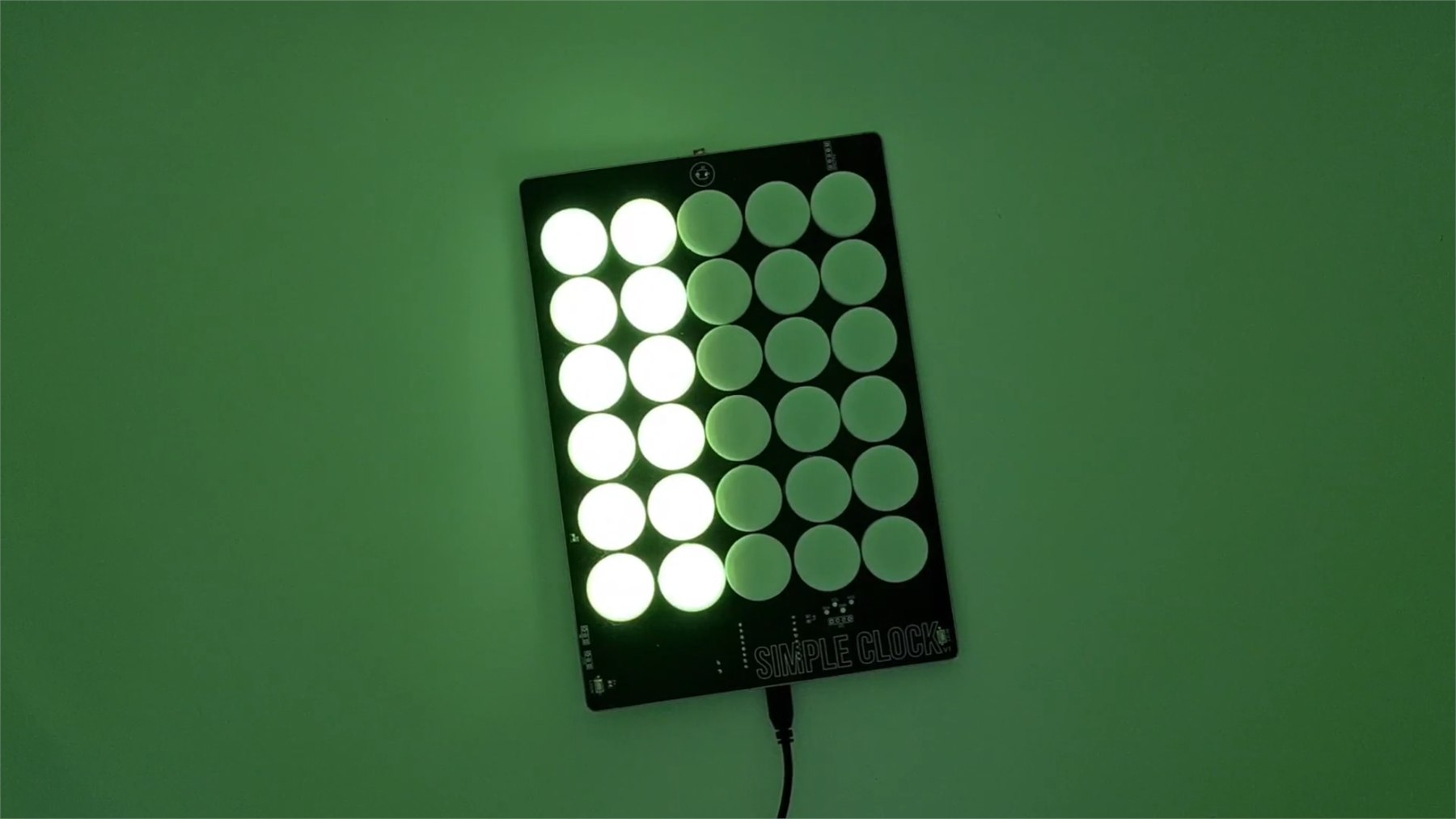 SimpleClock prototype demonstrating its illuminated interface